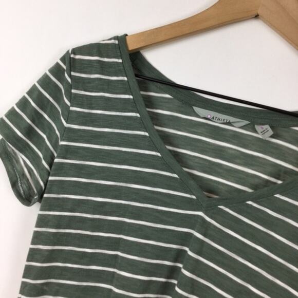 Athleta Basic Striped V-Neck Top, Size Small - Picture 2 of 3